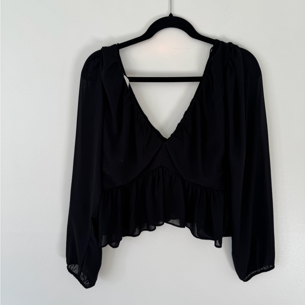 H&M Black Ruffled Blouse - Picture 2 of 3